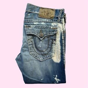 Vintage Y2K True Religion Jeans 34x26 Ricky Super T Big Stitch Distressed